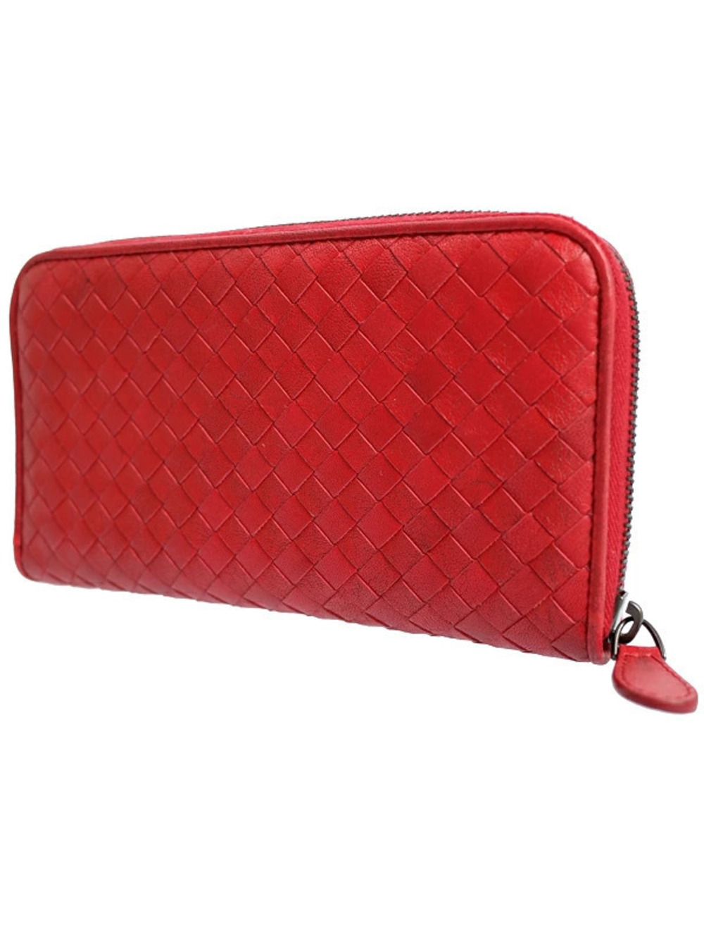 Bottega Veneta Round Wallet Intrecciato Long Zipper Black